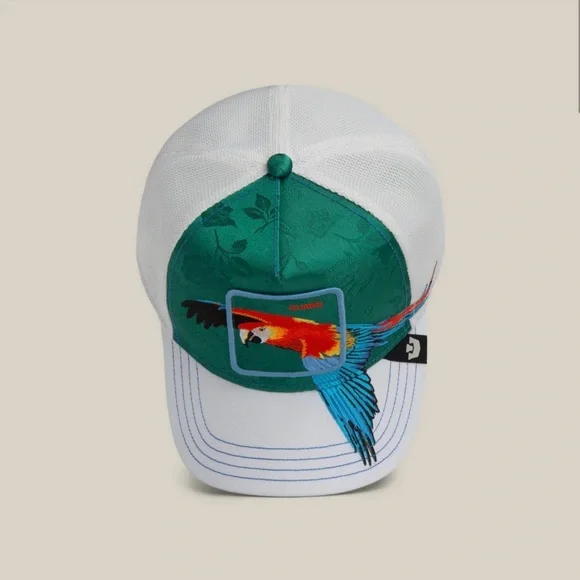 Goorin Bros "Honduras Macaw" Parrot Bird GUAPO Embroidered Hat White Green NWT - Picture 7 of 9